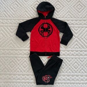 Marvel Spiderman Miles Morales Pullover Hoodie and Sweatpants set size M (8)